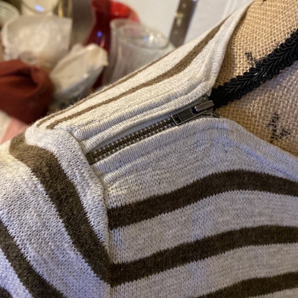 Madewell Striped Boat Neck Sweater XS | Shoulder Zip | Boxy Cotton Wool Knit - Picture 7 of 12